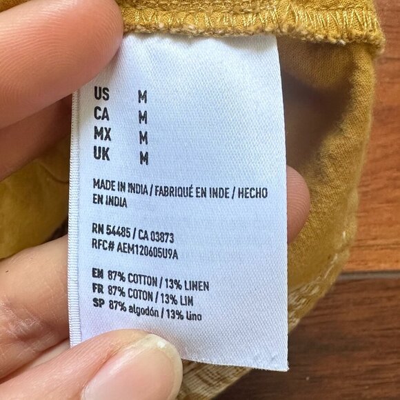 American Eagle Square Neck Crop Top Linen Cotton Blend Medium - Picture 3 of 6